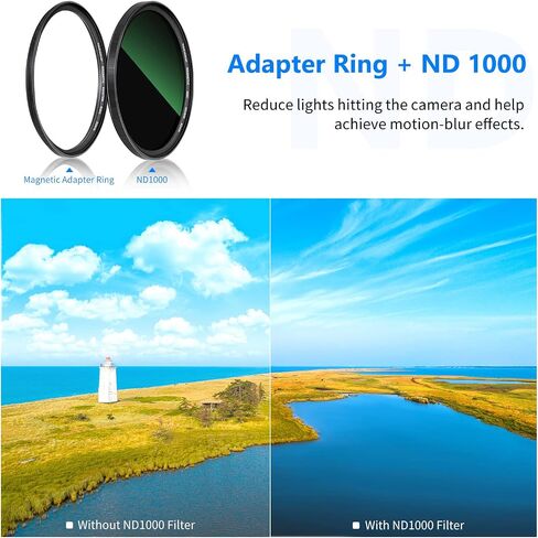 NEEWER 82mm 4-in-1 Magnetic Lens Filter Kit, Includes Neutral Density ND1000+MCUV+CPL+Adapter Ring with 42-Layer Coating/Ultra Slim/Waterproof/Scratch Resistant HD Optical Glass&Water-Resistant Pouch in Saudi Arabia