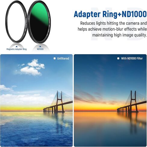 NEEWER 82mm 4-in-1 Magnetic Lens Filter Kit, Includes Neutral Density ND1000+MCUV+CPL+Adapter Ring with 42-Layer Coating/Ultra Slim/Waterproof/Scratch Resistant HD Optical Glass&Water-Resistant Pouch in Saudi Arabia