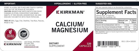 Kirkman Calcium Magnesium Capsules Hypo 120 Count in Saudi Arabia