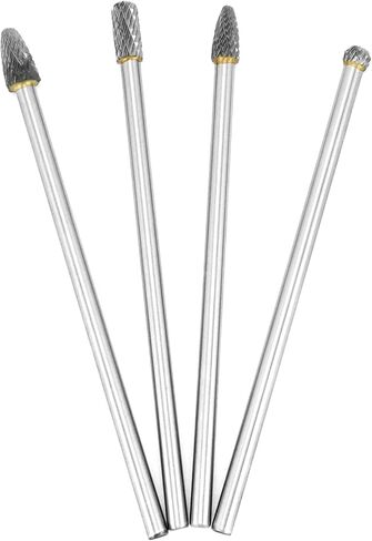 مجموعة 4 قطع من QWORK بطول 6 بوصات من كربيد التنجستين - ساق 6 مم، أداة متعددة الاستخدامات لتصنيع القوالب والشطب ونحت الخشب المعدني وطحن وتلميع in Kuwait