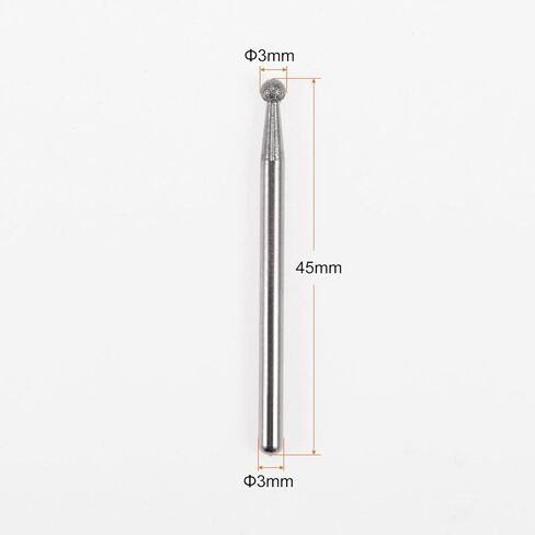 HARFINGTON 30 قطعة نتوءات طحن الماس نحت بت 1.5 مللي متر الكرة شكل رئيس شنت نقطة 1/8 عرقوب لأداة دوارة in Kuwait