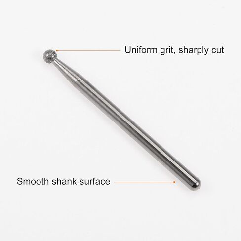 HARFINGTON 30 قطعة نتوءات طحن الماس نحت بت 1.5 مللي متر الكرة شكل رئيس شنت نقطة 1/8 عرقوب لأداة دوارة in Kuwait