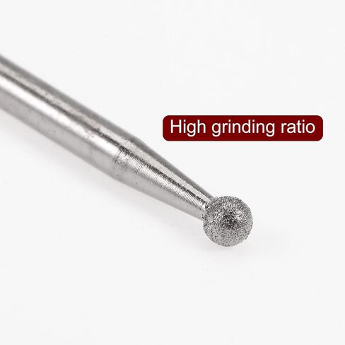 HARFINGTON 30 قطعة نتوءات طحن الماس نحت بت 1.5 مللي متر الكرة شكل رئيس شنت نقطة 1/8 عرقوب لأداة دوارة in Kuwait