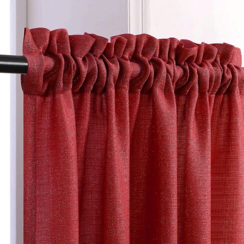 Gold Curtains 84 Inch Length for Living Room 2 Panels Set Rod Pocket Window Decor Semi Sheer Luxury Sparkle Shimmer Shiny Glitter Brown Golden Mustard Curtains for Bedroom 52x84 Long Christmas Decor in Saudi Arabia