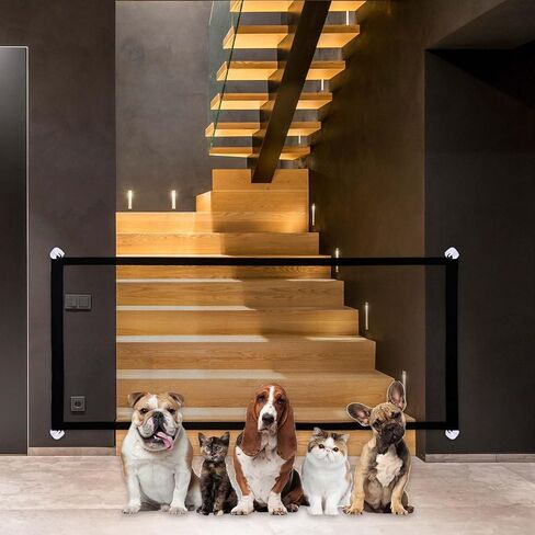 بوابة شبكية للكلاب، بوابات كلاب للمنزل عريضة للغاية، 70.9 × 28.3 انش، بوابة كلب للسلالم بدون ثقب، بوابات امان سوداء للحيوانات الاليفة، بوابة شبكية محمولة للحيوانات الاليفة في الهواء الطلق والداخلية in Kuwait