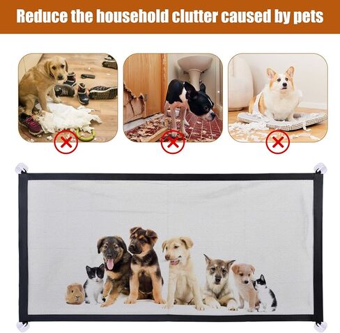 بوابة شبكية للكلاب، بوابات كلاب للمنزل عريضة للغاية، 70.9 × 28.3 انش، بوابة كلب للسلالم بدون ثقب، بوابات امان سوداء للحيوانات الاليفة، بوابة شبكية محمولة للحيوانات الاليفة في الهواء الطلق والداخلية in Kuwait