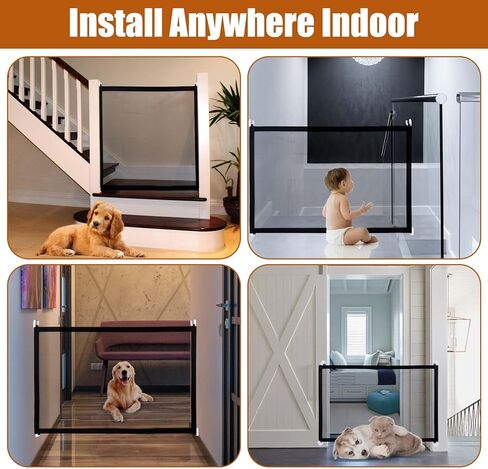 بوابة شبكية للكلاب، بوابات كلاب للمنزل عريضة للغاية، 70.9 × 28.3 انش، بوابة كلب للسلالم بدون ثقب، بوابات امان سوداء للحيوانات الاليفة، بوابة شبكية محمولة للحيوانات الاليفة في الهواء الطلق والداخلية in Kuwait