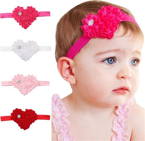 Valentine's Day Red Headband Bow Baby Girls Band Bowknot rose Heart-shaped headband <131> (B1) in Saudi Arabia