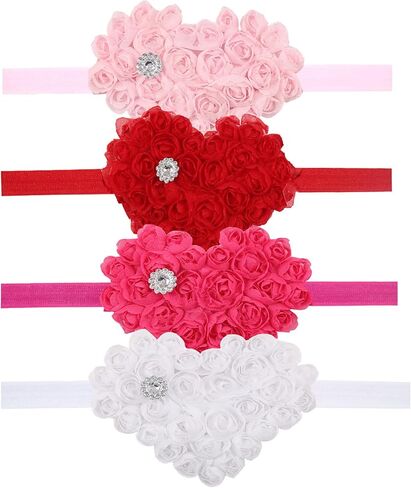 Valentine's Day Red Headband Bow Baby Girls Band Bowknot rose Heart-shaped headband <131> (B1) in Saudi Arabia