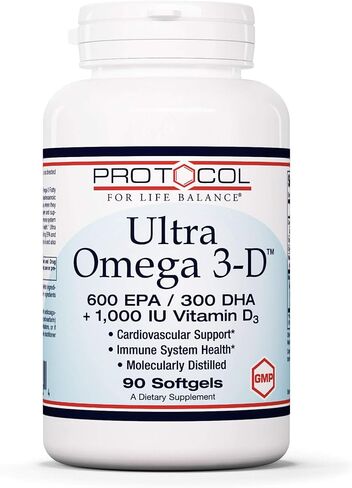 Protocol Ultra Omega 3-D - Fish Oil DHA 300mg, EPA 600mg - Vitamin D3 1,000 IU - Lemon - 90 Softgels in Saudi Arabia
