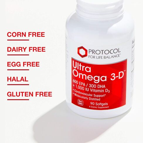 Protocol Ultra Omega 3-D - Fish Oil DHA 300mg, EPA 600mg - Vitamin D3 1,000 IU - Lemon - 90 Softgels in Saudi Arabia