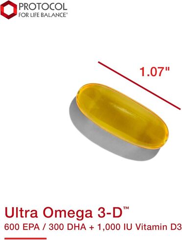 Protocol Ultra Omega 3-D - Fish Oil DHA 300mg, EPA 600mg - Vitamin D3 1,000 IU - Lemon - 90 Softgels in Saudi Arabia