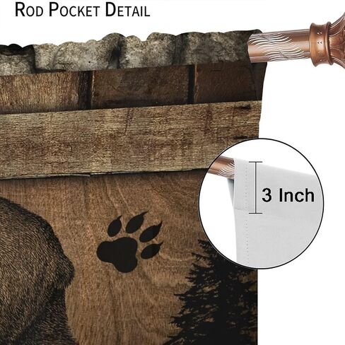 Rustic Farmhouse Curtains, Retro Wooden Barn Door Wood Board Cabin Wild Animals Bear Deer Vintage Farm Country Print Blackout Window Drapes for Kitchen Living Room Bedroom 42x45 Inch in Saudi Arabia