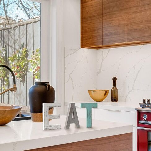 Rustic Wood Family Sign, Decorative Wooden Block Word Signs, Freestanding Wooden Letters, Rustic Family Signs for Home Decor, Housewarming Gift 16.5 x 5.9 Inch, Multicolor (EAT Sign) in Kuwait