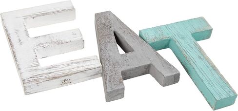 Rustic Wood Family Sign, Decorative Wooden Block Word Signs, Freestanding Wooden Letters, Rustic Family Signs for Home Decor, Housewarming Gift 16.5 x 5.9 Inch, Multicolor (EAT Sign) in Kuwait