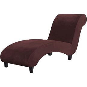 H.VERSAILTEX Chaise Lounge Cover Velvet Chaise Lounge Couch Cover High Stretch Chaise Slipcover Luxury Lounge Chair Cover for Living Room Soft Furniture Protector for Dog, Machine Washable, Black