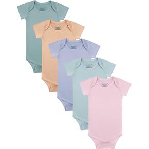 Baby Short Sleeve Solid Bodysuit Set - Rayon made from Bamboo - Newborn Infant Toddler Boy Girl - 5-Pack in Saudi Arabia