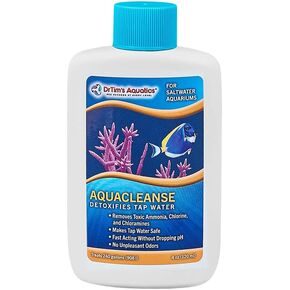 DrTim’s Aquatics AquaCleanse for Saltwater Aquariums – Tap Water Detoxifier: Dechlorinator & Ammonia Remover for New & Cycled Fish Tanks 4 oz.