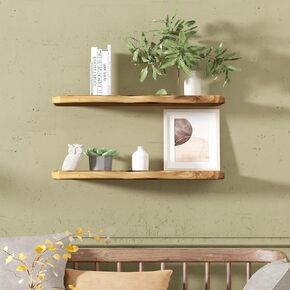 WELLAND 16" Cedar Natural Edge Floating Shelf Set of 2