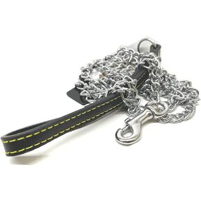 مقود الكلاب بسلسلة متوسطة تيتان مقاس 72 بوصة مع وصلة 2.0 مم متوسطة الوزن - مقود سلسلة من الكروم للكلاب والقطط مع حزام مقبض جلدي (2 مم × 72 بوصة) in Kuwait