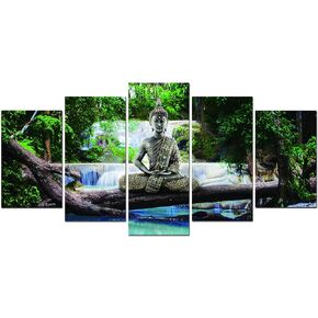 5-Panel Buddha Wall Canvas Painting Hindu Buddhist Religious Home Decoration for Living Room Dining Room Office Art Display in Kuwait