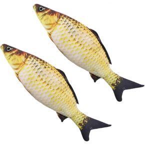 سمكة صناعية - 14 انش - سمكة مزيفة واقعية - افضل مظهر مثالي للسمكة الحقيقية، لعبة للقطط صديقة للبيئة محاكاة للكارب، وسادة دمية على شكل سمكة (قطعتان) in Kuwait