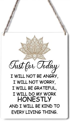 GUDIAO Inspirational Reiki Signs Wall Decor Just for Today Wood Plaque Print Wooden Hanging Sign Decoration for Home Bedroom Door 8" x 10" in Kuwait