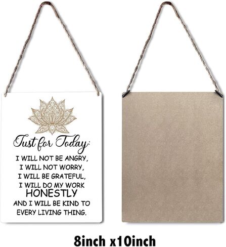 GUDIAO Inspirational Reiki Signs Wall Decor Just for Today Wood Plaque Print Wooden Hanging Sign Decoration for Home Bedroom Door 8" x 10" in Kuwait
