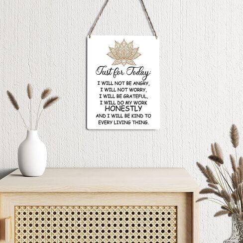 GUDIAO Inspirational Reiki Signs Wall Decor Just for Today Wood Plaque Print Wooden Hanging Sign Decoration for Home Bedroom Door 8" x 10" in Kuwait