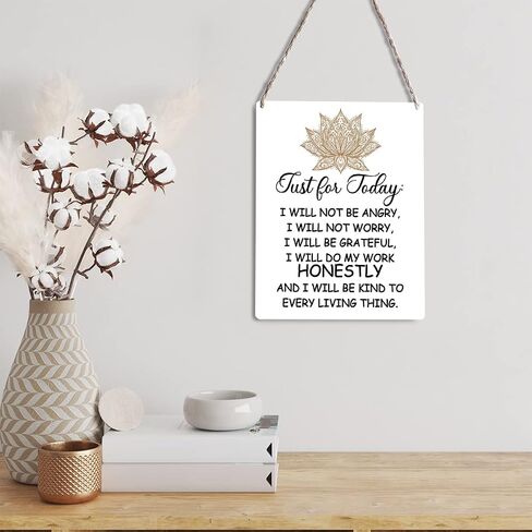 GUDIAO Inspirational Reiki Signs Wall Decor Just for Today Wood Plaque Print Wooden Hanging Sign Decoration for Home Bedroom Door 8" x 10" in Kuwait