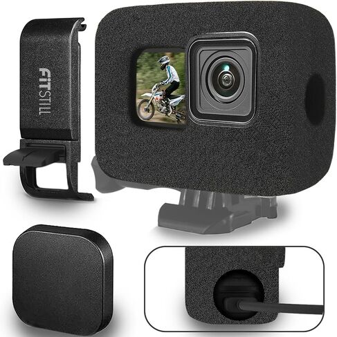 FitStill Windslayer Cover Muffler Windproof Housing Frame Case for Go Pro Hero 12 Hero 11 Hero 10 Hero 9 Black Foam Wind Noise Reduction Sponge Video Accessories for Audio Recording in Kuwait
