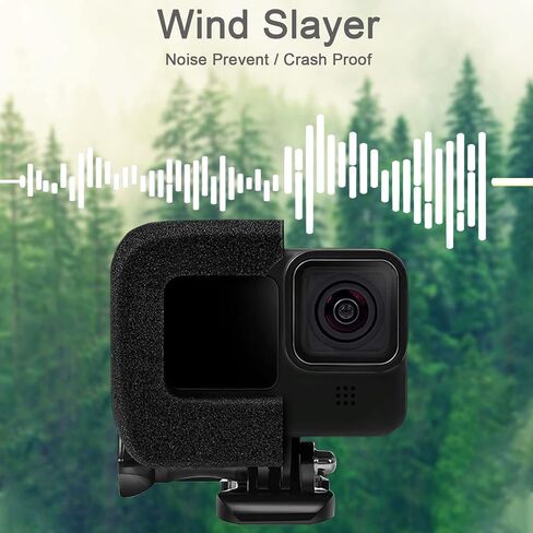 FitStill Windslayer Cover Muffler Windproof Housing Frame Case for Go Pro Hero 12 Hero 11 Hero 10 Hero 9 Black Foam Wind Noise Reduction Sponge Video Accessories for Audio Recording in Kuwait