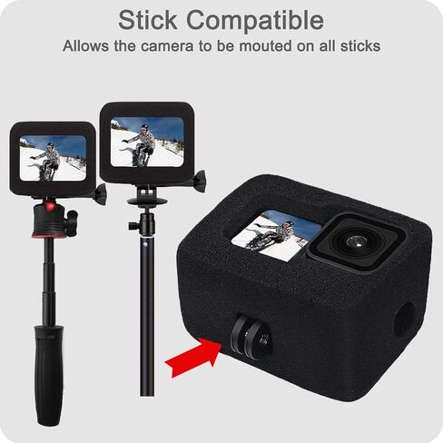 FitStill Windslayer Cover Muffler Windproof Housing Frame Case for Go Pro Hero 12 Hero 11 Hero 10 Hero 9 Black Foam Wind Noise Reduction Sponge Video Accessories for Audio Recording in Kuwait
