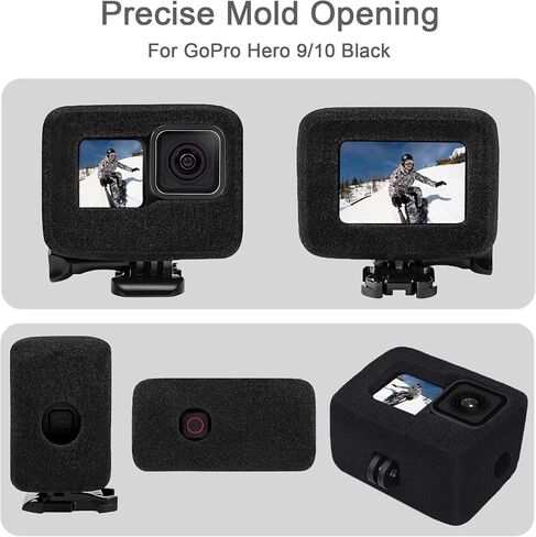 FitStill Windslayer Cover Muffler Windproof Housing Frame Case for Go Pro Hero 12 Hero 11 Hero 10 Hero 9 Black Foam Wind Noise Reduction Sponge Video Accessories for Audio Recording in Kuwait