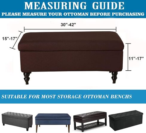 ANWUCHEN Ottoman Cover Rectangle, Stretch Storage Ottoman Cover-Jacquard Ottoman Covers Slipcover Rectangle-Removable Storage Bench Cover Folding Ottoman Covers with Elastic Bands Ties,Beige Small in Saudi Arabia