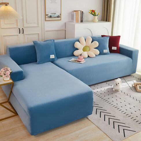 CONRUSER Stretch Sofa Slipcover, Soft Velvet Sofa Couch Covers with Elastic Bottom Furniture Protector for Pets & Kids (Beige, Small) in Saudi Arabia