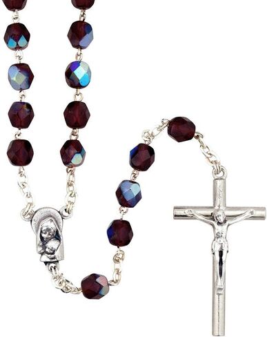 Venerare Catholic Glass Garnet Bead Rosary in Saudi Arabia