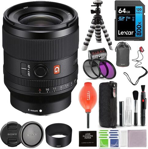 Sony FE 35mm F1.4 GM (SEL35F14GM) Lens Bundle with 3PC Filter Kit, 128GB SDXC Card, Backpack, More | Sony 35mm Lens in Saudi Arabia