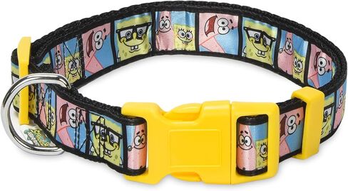 SpongeBob SquarePants for Pets Characters Best Friends Dog Collar, Size Medium (M) | Cute Yellow Medium Dog Collar for Medium Dogs from Nickelodeon Spongebob, Dog Apparel & Accessories in Saudi Arabia