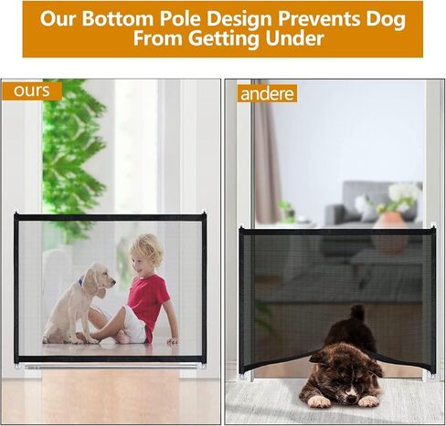 Dog Gates for The House, Pet Safety Dog Gate with Reflective Rope,43X 28inch Pet Gates for Dogs Stair Gate,Mesh Safety Dog Gate for Stairs, Indoor, Doorways, Hallways in Saudi Arabia