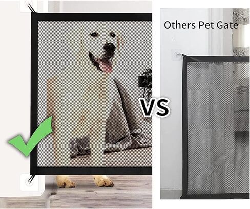 Dog Gates for The House, Pet Safety Dog Gate with Reflective Rope,43X 28inch Pet Gates for Dogs Stair Gate,Mesh Safety Dog Gate for Stairs, Indoor, Doorways, Hallways in Saudi Arabia
