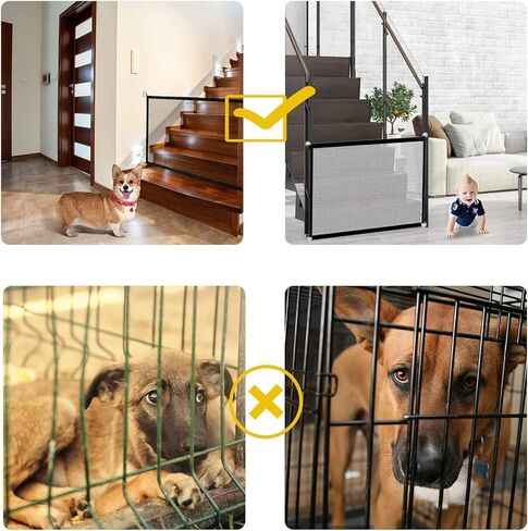 Dog Gates for The House, Pet Safety Dog Gate with Reflective Rope,43X 28inch Pet Gates for Dogs Stair Gate,Mesh Safety Dog Gate for Stairs, Indoor, Doorways, Hallways in Saudi Arabia