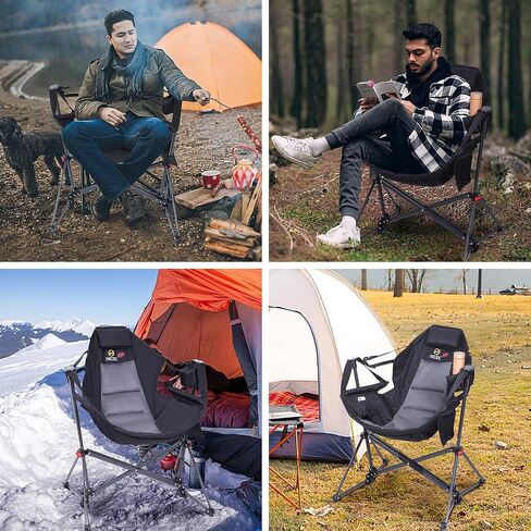 Nice C Heated Hammock Camping Chair with Battery, Swing Rocking Folding Outdoor Chair, High Back Chairs with Stand, Cup Holder, Side Pocket, Heavy Duty, 10000mAh Power Bank Included(1 Pack) in Saudi Arabia