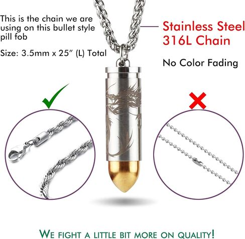 تيتانيوم ميني نيترو بيل فوب القطر الداخلي 0.32 بوصة مع قلادة ممتازة وطرف إضافي للغرفة حامل حبوب خفيف الوزن لـ EDC مقاوم للماء 30 قدم (PF193B) in Kuwait