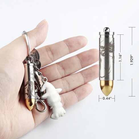 تيتانيوم ميني نيترو بيل فوب القطر الداخلي 0.32 بوصة مع قلادة ممتازة وطرف إضافي للغرفة حامل حبوب خفيف الوزن لـ EDC مقاوم للماء 30 قدم (PF193B) in Kuwait