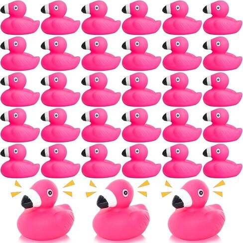 30 Pcs Flamingo Rubber Duckies for Kids,Bulk Pink Flamingos Bath Toys,Floating Squeaky Mini Rubber Toys for Shower,Party Favors,Classroom Prizes,Cake Decoration in Kuwait