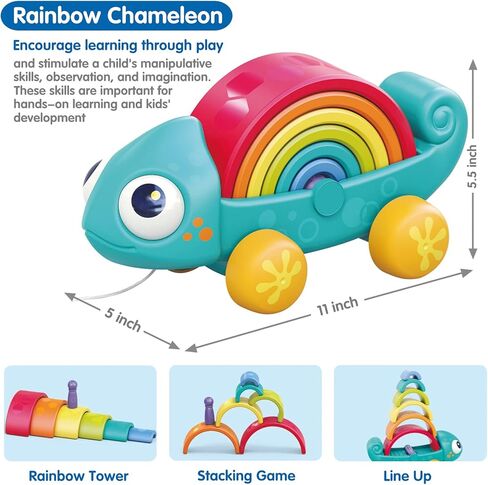 ألعاب يوسيل مونتيسوري، لعبة تكديس قوس قزح، ألعاب تعليمية للزحف التعليمية، ألعاب دفع وسحب للأطفال، هدايا ألعاب للأطفال الصغار لمدة 18 شهرًا فما فوق in Kuwait