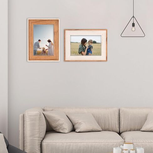 مجموعة إطارات صور Autjvy مقاس 2.5 × 3.5 مكونة من قطعتين، إطارات صور متعددة ريفية حديثة بنمط الخشب الطبيعي مع زجاج حقيقي عالي الدقة، عمودي وأفقي لسطح الطاولة وشاشة التثبيت على الحائط. (2 in Kuwait