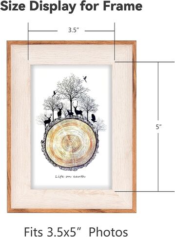 مجموعة إطارات صور Autjvy مقاس 2.5 × 3.5 مكونة من قطعتين، إطارات صور متعددة ريفية حديثة بنمط الخشب الطبيعي مع زجاج حقيقي عالي الدقة، عمودي وأفقي لسطح الطاولة وشاشة التثبيت على الحائط. (2 in Kuwait