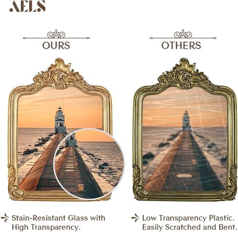 إطار صورة عتيق مقاس 8 × 10 بوصة من AELS، إطارات صور عتيقة أنيقة مع واجهة زجاجية، عرض للصور، تعليق على الحائط على سطح الطاولة، أفكار للهدايا، ذهبي in Kuwait